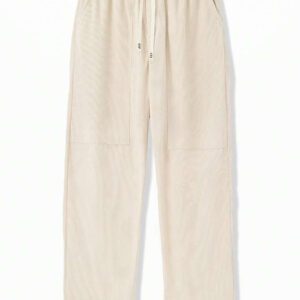 Manfinity Hypemode Pantalon ample en velours côtelé avec poches pour hommes, pantalon casual à cordon de serrage à la taille et jambes larges