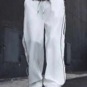 Manfinity Hypemode Pantalon casual ample avec taille à cordon, poches et jambes larges pour hommes