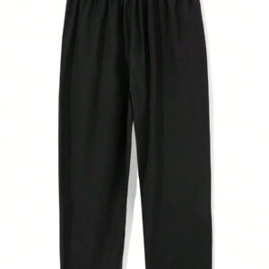 Homme Pantalon Droit À Applique Lettre À Cordon