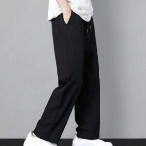 Homme Pantalon Droit À Applique Lettre À Cordon