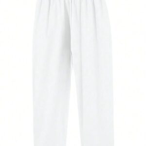Homme Pantalon Droit À Applique Lettre À Cordon