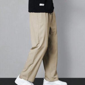 Homme Pantalon Droit À Applique Lettre À Cordon