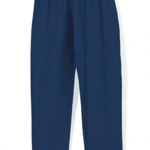 Homme Pantalon Droit À Applique Lettre À Cordon