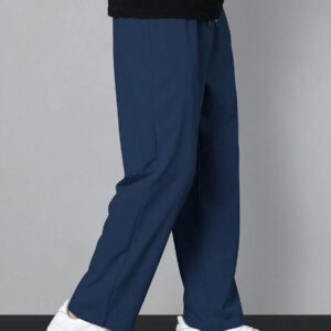 Homme Pantalon Droit À Applique Lettre À Cordon