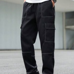 Manfinity Hypemode Pantalon cargo décontracté pour homme avec cordon de serrage et plusieurs poches