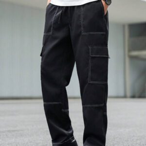 Manfinity Hypemode Pantalon cargo décontracté pour homme avec cordon de serrage et plusieurs poches