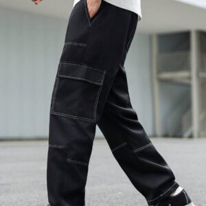 Manfinity Hypemode Pantalon cargo décontracté pour homme avec cordon de serrage et plusieurs poches
