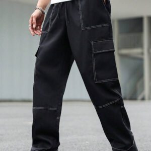 Manfinity Hypemode Pantalon cargo décontracté pour homme avec cordon de serrage et plusieurs poches