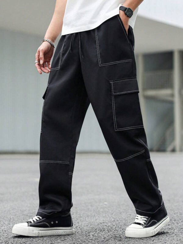 Manfinity Hypemode Pantalon cargo décontracté pour homme avec cordon de serrage et plusieurs poches – Image 5