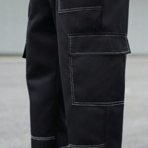 Manfinity Hypemode Pantalon cargo décontracté pour homme avec cordon de serrage et plusieurs poches