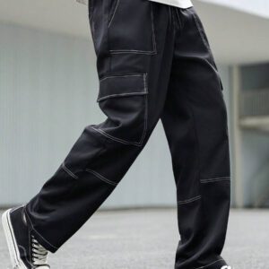 Manfinity Hypemode Pantalon cargo décontracté pour homme avec cordon de serrage et plusieurs poches