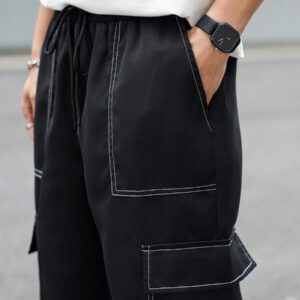 Manfinity Hypemode Pantalon cargo décontracté pour homme avec cordon de serrage et plusieurs poches