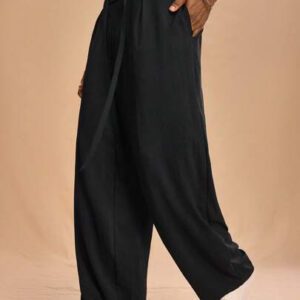 Forever 21 Pantalon large à taille haute ceinturé de couleur unie pour hommes casual et polyvalent, convient pour un port quotidien