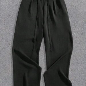 Forever 21 Pantalon large à taille haute ceinturé de couleur unie pour hommes casual et polyvalent, convient pour un port quotidien
