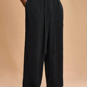 Forever 21 Pantalon large à taille haute ceinturé de couleur unie pour hommes casual et polyvalent, convient pour un port quotidien