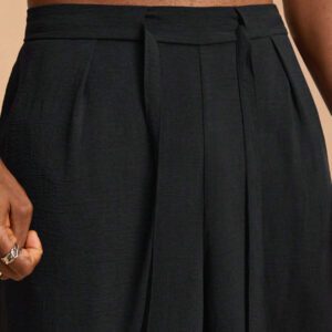 Forever 21 Pantalon large à taille haute ceinturé de couleur unie pour hommes casual et polyvalent, convient pour un port quotidien