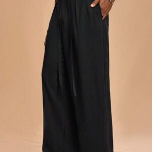 Forever 21 Pantalon large à taille haute ceinturé de couleur unie pour hommes casual et polyvalent, convient pour un port quotidien