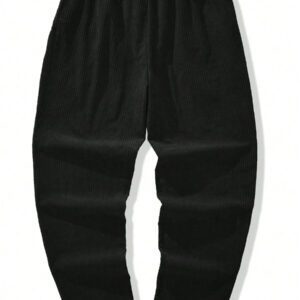 Manfinity Homme Pantalon Ample En Velours Côtelé Pour Hommes, Couleur Unie, Taille Avec Cordon