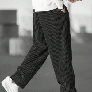Manfinity Homme Pantalon Ample En Velours Côtelé Pour Hommes, Couleur Unie, Taille Avec Cordon