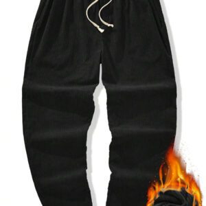 Manfinity Homme Pantalon Ample En Velours Côtelé Pour Hommes, Couleur Unie, Taille Avec Cordon