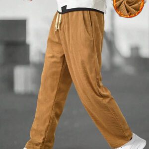 Manfinity Homme Pantalon Ample En Velours Côtelé Pour Hommes, Couleur Unie, Taille Avec Cordon