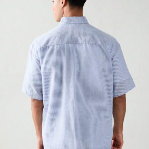 SWAVVY Chemise à manches courtes rayée décontractée tissée, minimaliste et , adaptée pour l'été