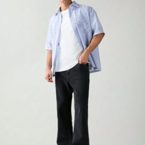 SWAVVY Chemise à manches courtes rayée décontractée tissée, minimaliste et , adaptée pour l'été