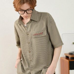 SWAVVY Chemise à manches courtes rayée décontractée tissée, minimaliste et , adaptée pour l'été