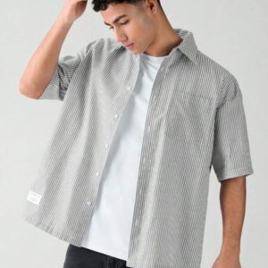 SWAVVY Chemise à manches courtes rayée décontractée tissée, minimaliste et , adaptée pour l'été