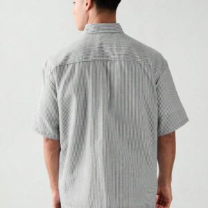 SWAVVY Chemise à manches courtes rayée décontractée tissée, minimaliste et , adaptée pour l'été