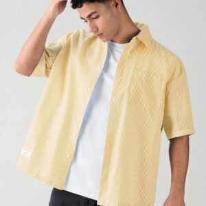 SWAVVY Chemise à manches courtes rayée décontractée tissée, minimaliste et , adaptée pour l'été