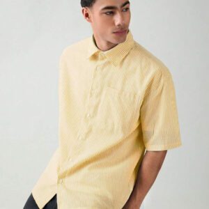 SWAVVY Chemise à manches courtes rayée décontractée tissée, minimaliste et , adaptée pour l'été