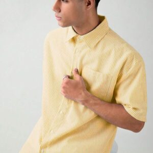 SWAVVY Chemise à manches courtes rayée décontractée tissée, minimaliste et , adaptée pour l'été