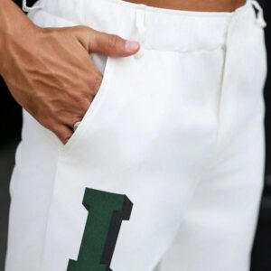 Manfinity Hypemode Pantalon ample droit décontracté avec poche imprimée de lettres pour hommes, pantalon ample de vacances longues, idéal pour cadeau pour mari ou petit ami