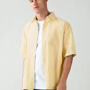 SWAVVY Chemise à manches courtes rayée décontractée tissée, minimaliste et , adaptée pour l'été