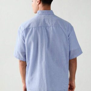 SWAVVY Chemise à manches courtes rayée décontractée tissée, minimaliste et , adaptée pour l'été