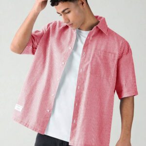 SWAVVY Chemise à manches courtes rayée décontractée tissée, minimaliste et , adaptée pour l'été