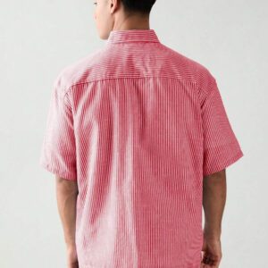SWAVVY Chemise à manches courtes rayée décontractée tissée, minimaliste et , adaptée pour l'été