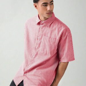 SWAVVY Chemise à manches courtes rayée décontractée tissée, minimaliste et , adaptée pour l'été