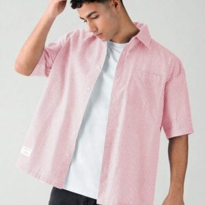 SWAVVY Chemise à manches courtes rayée décontractée tissée, minimaliste et , adaptée pour l'été