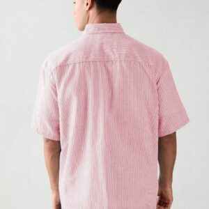 SWAVVY Chemise à manches courtes rayée décontractée tissée, minimaliste et , adaptée pour l'été