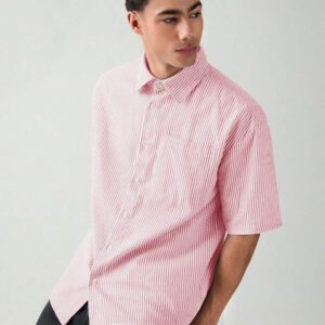 SWAVVY Chemise à manches courtes rayée décontractée tissée, minimaliste et , adaptée pour l'été