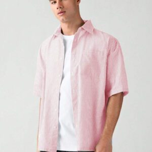 SWAVVY Chemise à manches courtes rayée décontractée tissée, minimaliste et , adaptée pour l'été