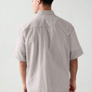 SWAVVY Chemise à manches courtes rayée décontractée tissée, minimaliste et , adaptée pour l'été