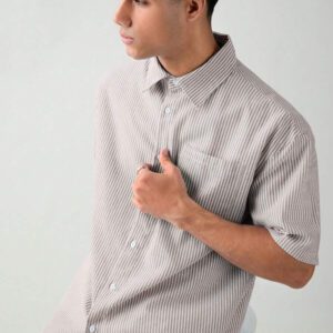SWAVVY Chemise à manches courtes rayée décontractée tissée, minimaliste et , adaptée pour l'été