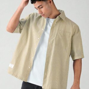SWAVVY Chemise à manches courtes rayée décontractée tissée, minimaliste et , adaptée pour l'été