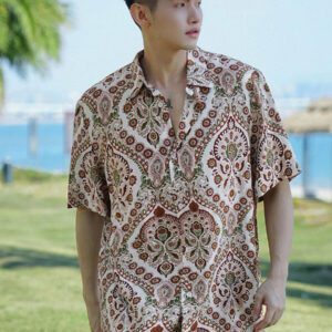 DAZY Chemise à manches courtes à imprimé floral pour vacances à la plage pour hommes, vêtements d'automne