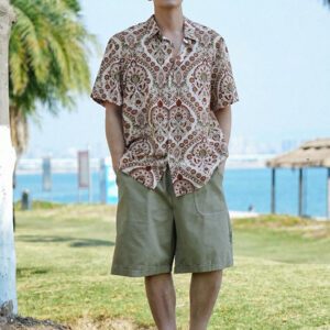 DAZY Chemise à manches courtes à imprimé floral pour vacances à la plage pour hommes, vêtements d'automne