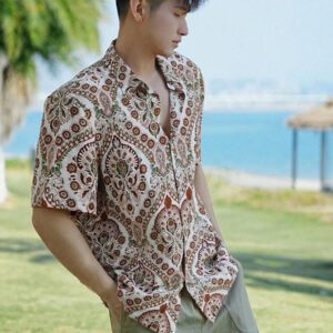 DAZY Chemise à manches courtes à imprimé floral pour vacances à la plage pour hommes, vêtements d'automne