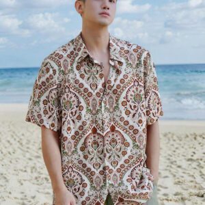 DAZY Chemise à manches courtes à imprimé floral pour vacances à la plage pour hommes, vêtements d'automne